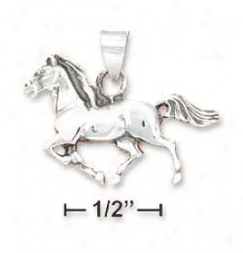 Sterling Silver Antiqued Small Running HorseP endant