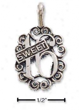 Sterling Silver Anttiquedd Wholesome 16 Charm