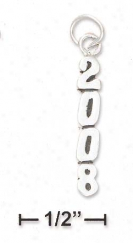 Sterling Silver Antiqhed Vertical 2008 Charm