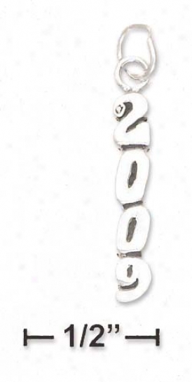 Sterling Silver Antiqued Vertical 2009 Charm