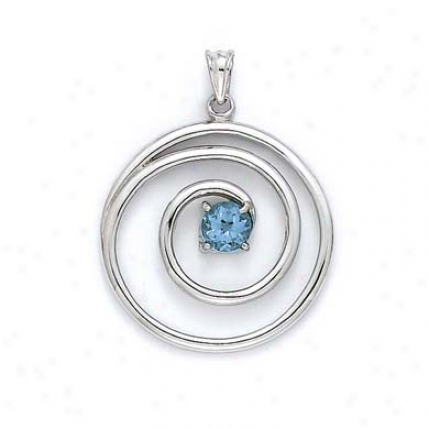 Sterling Silver Blue Topaz Swirl Pendant