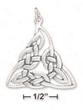 Sterling Silver Celtic Knotted Triangle Pendant - 1 Inch