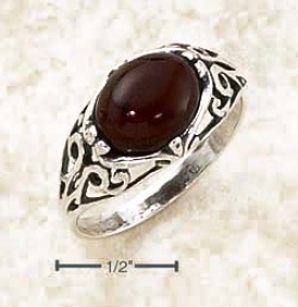 Sterling Silver Cherry Amber Filigree Ring