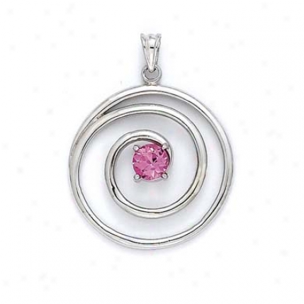 Sterling Gentle Created Pink Sapphire Swirl Pendant