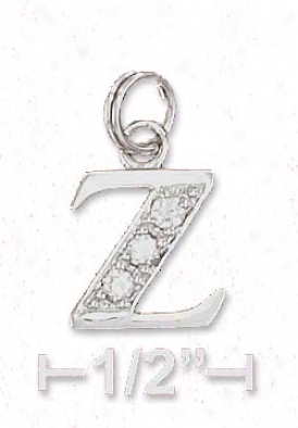 Sterling Silver Cz Alphabet Attraction Letter Z - 3/8 Inch