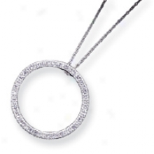 Sterling Silver Cz Circle Pendant With Connected series - 16 Inch