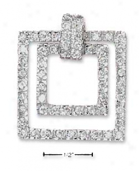 Sterling Silver Cz Floating Sqquares Pendant