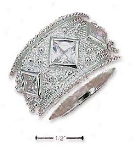 Sterling Silver Cz Buffoon Ring