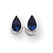 tSerling Silver Dark Blue Cz Teardrop Earrings