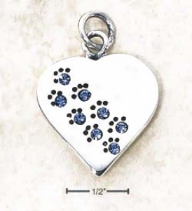 Sterling Silver December Cz Paw Heart Ear-ring (engravable)