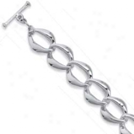 Sterling Silver Designer Ring Bracelet - 7.5 Inch