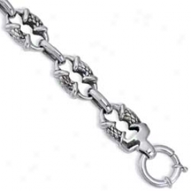 Sterling Silver Designer Link Bracelet - 7.75 Inch