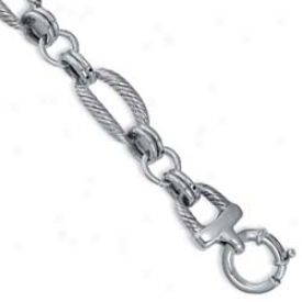 Sterling Silver Designer Rope Link Bracelet - 8 Inch