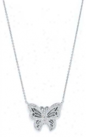 Sterling Silver Diamond Butterfly Necklace