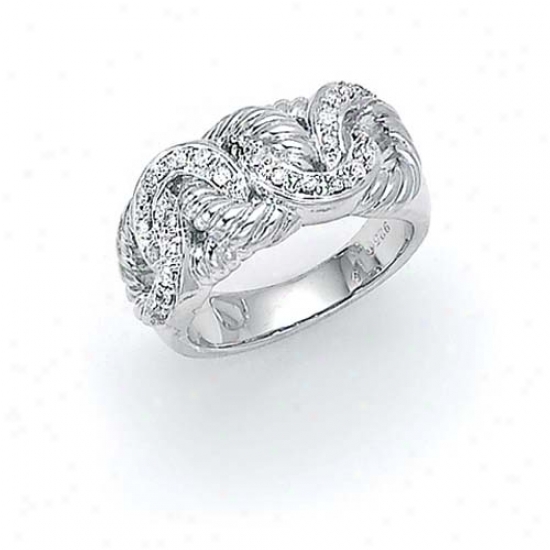Sterling Silver Diamond Cable Knot Ring