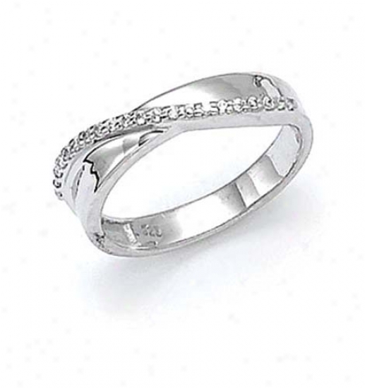 Sterling Silver Diamond Wave Ring