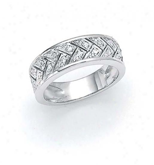 Sterling Silver Diamond Weave Ring