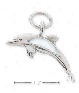 Sterling Silver Dolphin With Turquoise Inlay Charm