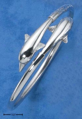 Sterling Silver Double Fold Dolphin Bracelet