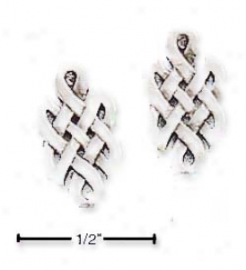 Genuine Silver Elongated Celtic Post Earrings