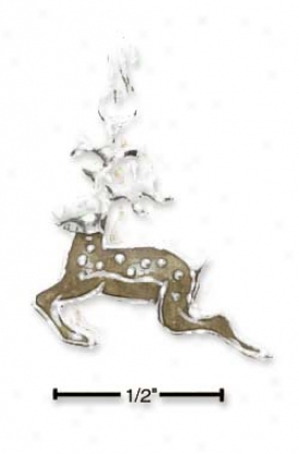 St3rling Silver Enamel Flying Reindeer Charm