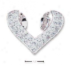 Stwrling Silver Additional Folded Heart Slide Pendant With Czs