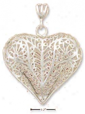 Sterling Silver Extra Large Filigree Heart Appendix