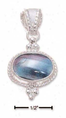 Sterling Silver Fancy Ocal Gray Mabe Pendant