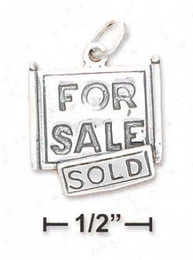 Sterling Silver Flat Antiqued For Sale/slld Sign Charm