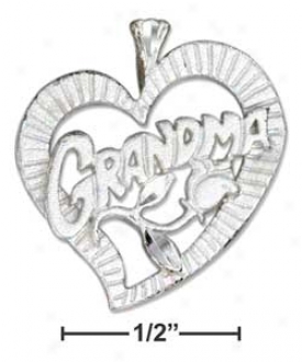 Sterling Silver Grandma Within Hrart Charm