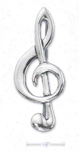 Sterling Silver High Polish G-clef Pin