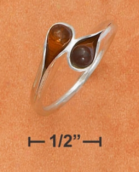 Sterling White Honey Amber Teardrop Bypass Ring