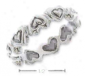 Sterilng Silver Inverted Hearts With In Heart Bandd Ring