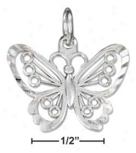 Sterling Silver Large Dc Filigre Butterfly Charm