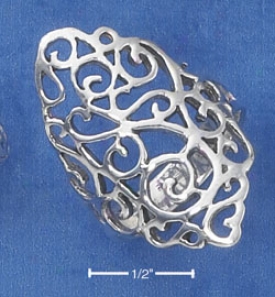 Sterling Gentle Large Filigree Ring (approx. 1 1/4 Inch)