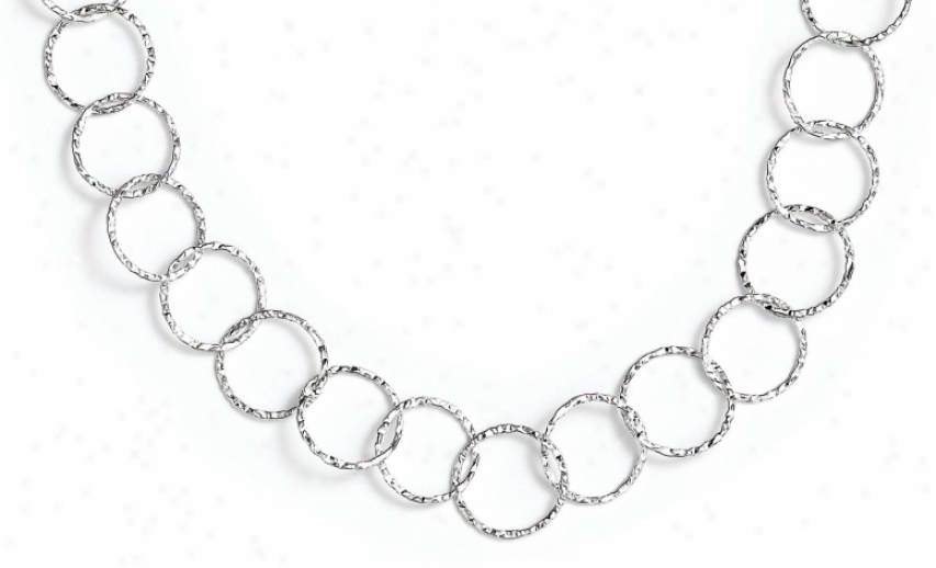 Sterling Silver Large Hammered Circles 42 Inch Necklace