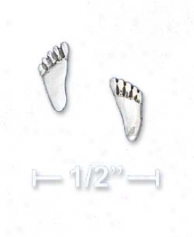 Sterling Silvery Mini Feet Post Earrings