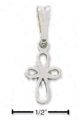Sterling Silver Mini Rounded Open Cross Charm