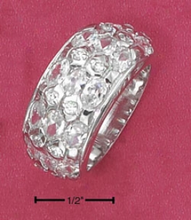 Sterling Silver Multi Clear Oval Cz Band Ring