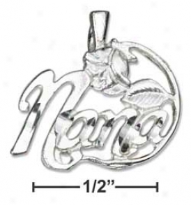 Genuine Silver Nana With Rose Charm