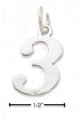 Sterling Silver Number Number 3 Charm