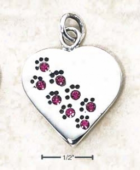 Sterling Silver October Cz Paw Heart Chandelier (engravable)