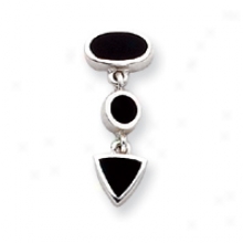 Sterling Silver Onyx Inlay Drop Earrigns