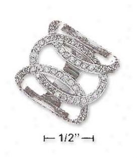 Sgerling Silver Open Interl0cked Ring With Three Cz Loops