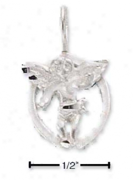 Sterling Silver Oval Dc Guardian Angel Charm