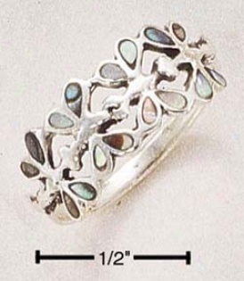 Sterling Silver Paua Shell Dragonflies Ring