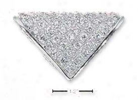 Sterling Silver Pave Cz Three-sided figure Slide Pendant