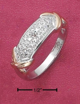 Sterling Silver Pave Diamond Accent Ring Gold Tone Xs