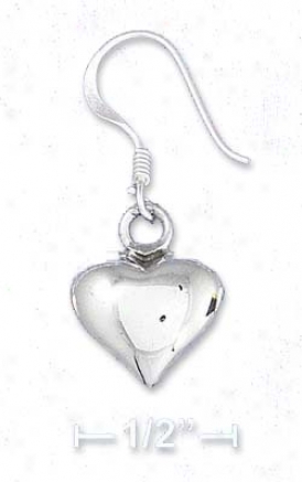 Sterling Silver Puffec 10mm Contemporary Heart Earrings
