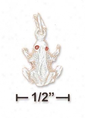 Sterling Silver Red Eyed High Polish Frog Charm Hollow Aid